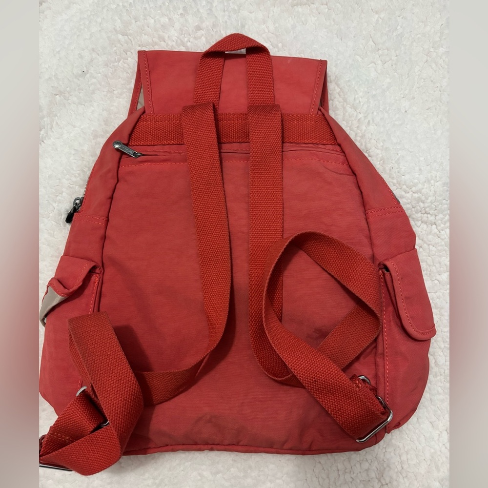 Kipling Coral Backpack with Monkey Charm - Picture 3 of 4